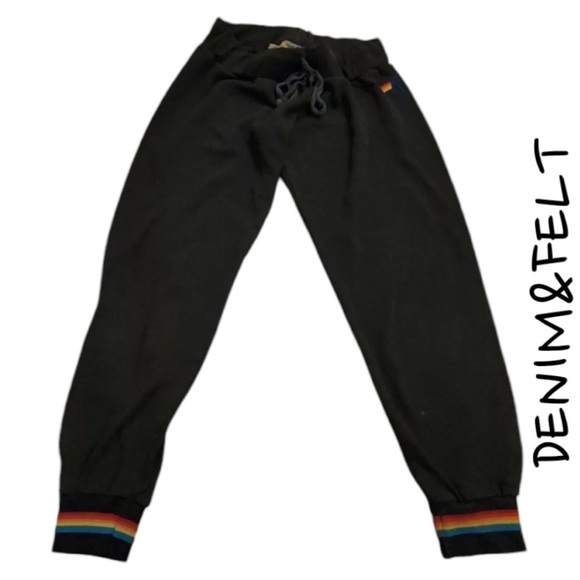 Aviator Nation Dark Grey Rainbow Cuff Sweatpants/Joggers | PRELOVED!!🩶🌈🩶 - Picture 1 of 10